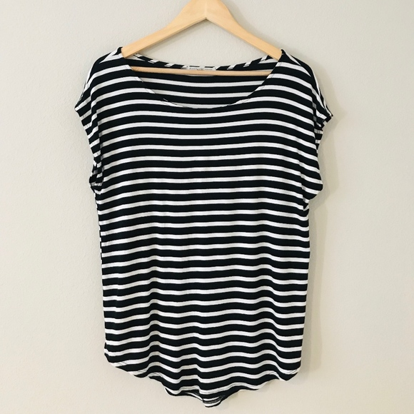 Green Envelope Tops - Green Envelope Black and White Stripe Tee